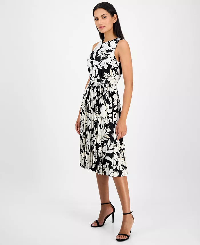 Alfani Anne Klein Women's Belted Floral-Print Dress Women's Fashion Shoes & Accessories