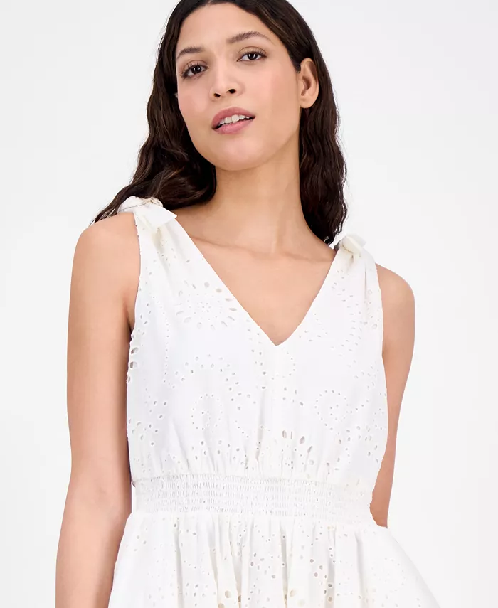 Alfani Anne Klein Women's Cotton Eyelet Sleeveless Fit & Flare Dress Women's Fashion Shoes & Accessories