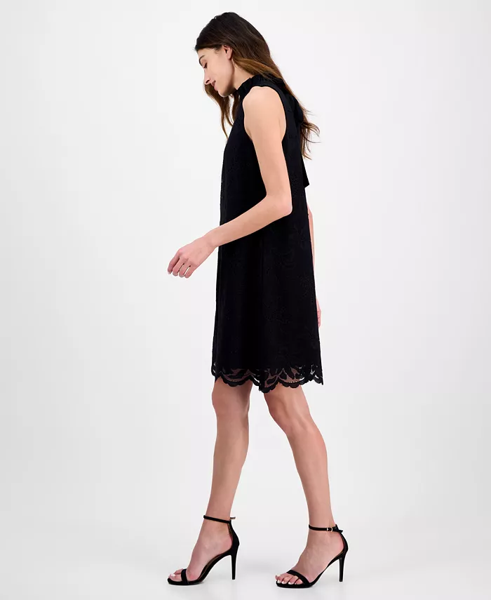 Alfani Anne Klein Women's High-Ruffle-Neck Sleeveless Lace Dress Women's Fashion Shoes & Accessories