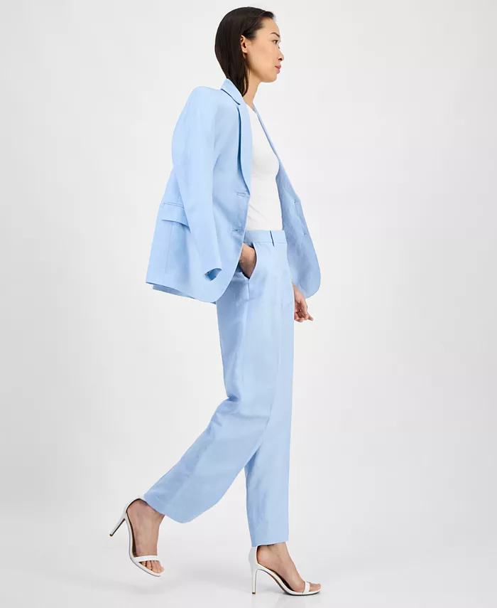 Alfani Anne Klein Women's Linen Blend High-Rise Press-Pleat Pants Women's Fashion Shoes & Accessories