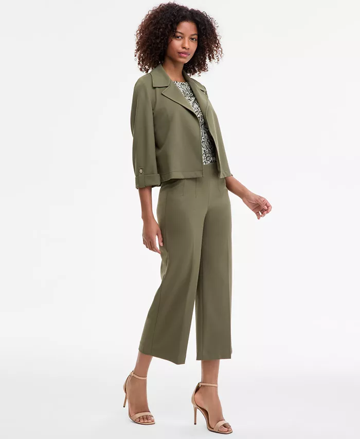 Alfani Anne Klein Women's Notched Collar Drapey Cropped Jacket Women's Fashion Shoes & Accessories