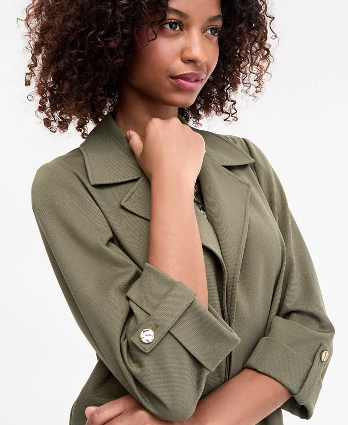 Alfani Anne Klein Women's Notched Collar Drapey Cropped Jacket Women's Fashion Shoes & Accessories