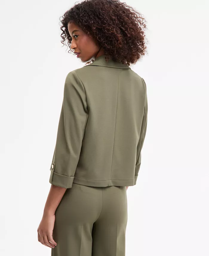 Alfani Anne Klein Women's Notched Collar Drapey Cropped Jacket Women's Fashion Shoes & Accessories