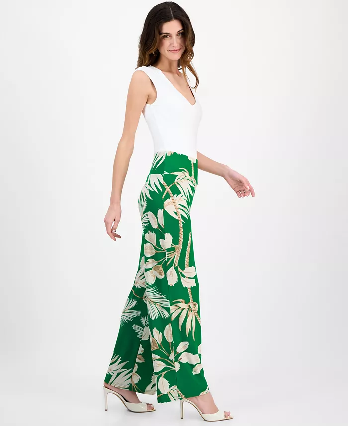 Alfani Anne Klein Women's Printed High-Rise Pull-On Wide-Leg Pants Women's Fashion Shoes & Accessories