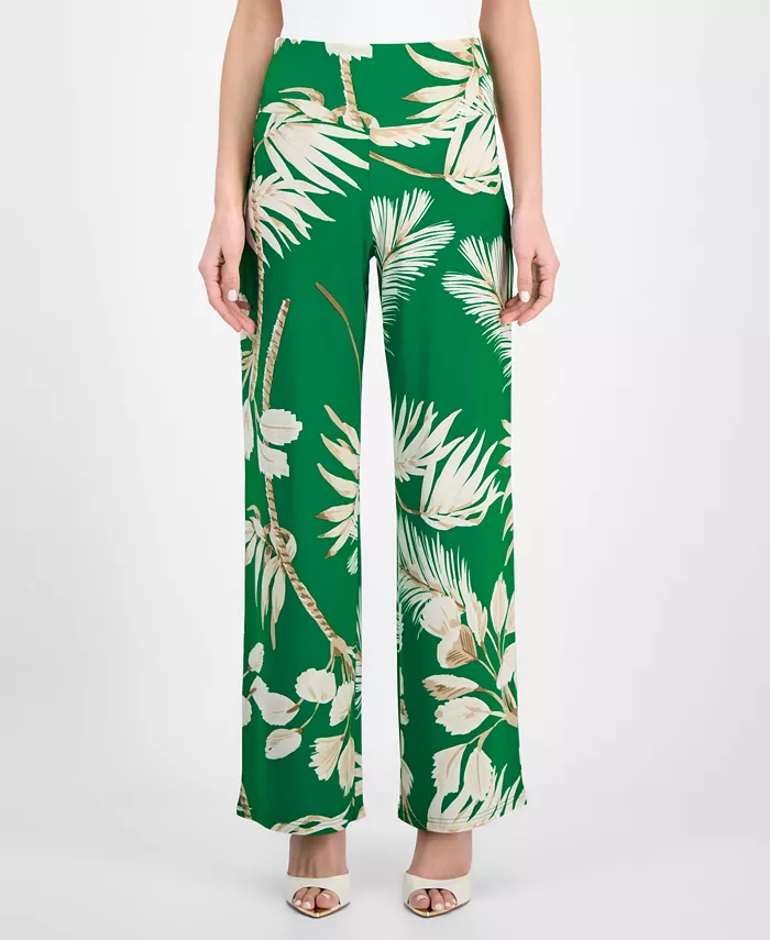 Alfani Anne Klein Women's Printed High-Rise Pull-On Wide-Leg Pants Women's Fashion Shoes & Accessories