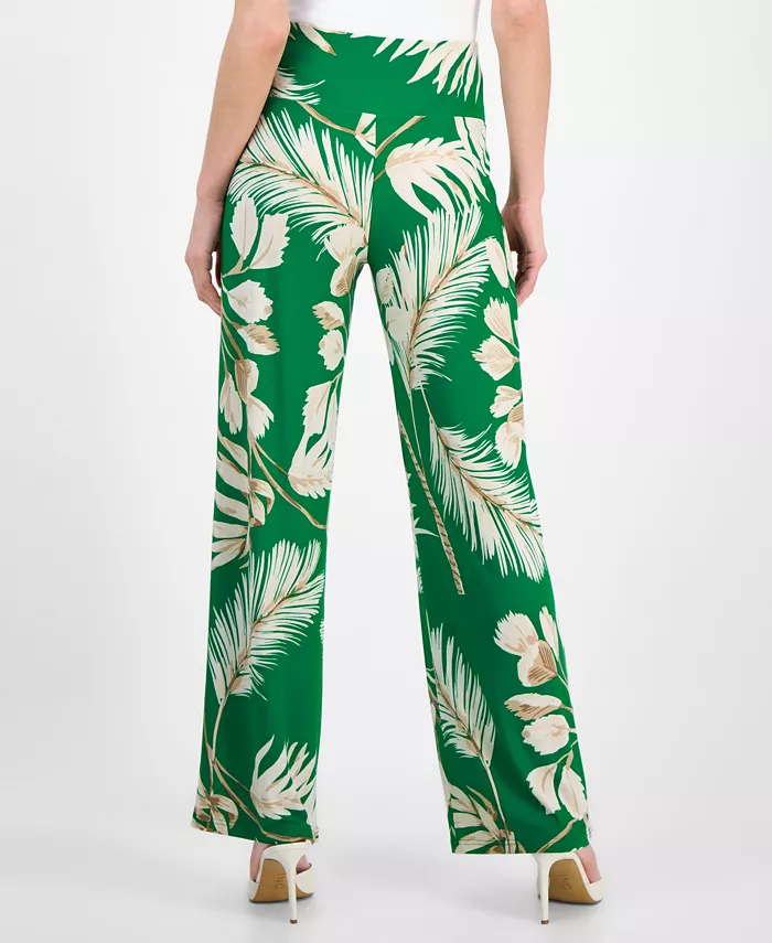 Alfani Anne Klein Women's Printed High-Rise Pull-On Wide-Leg Pants Women's Fashion Shoes & Accessories