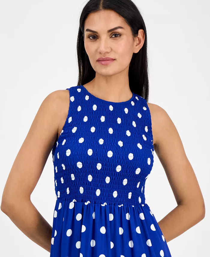 Alfani Anne Klein Women's Printed Smocked Tiered Maxi Dress Women's Fashion Shoes & Accessories