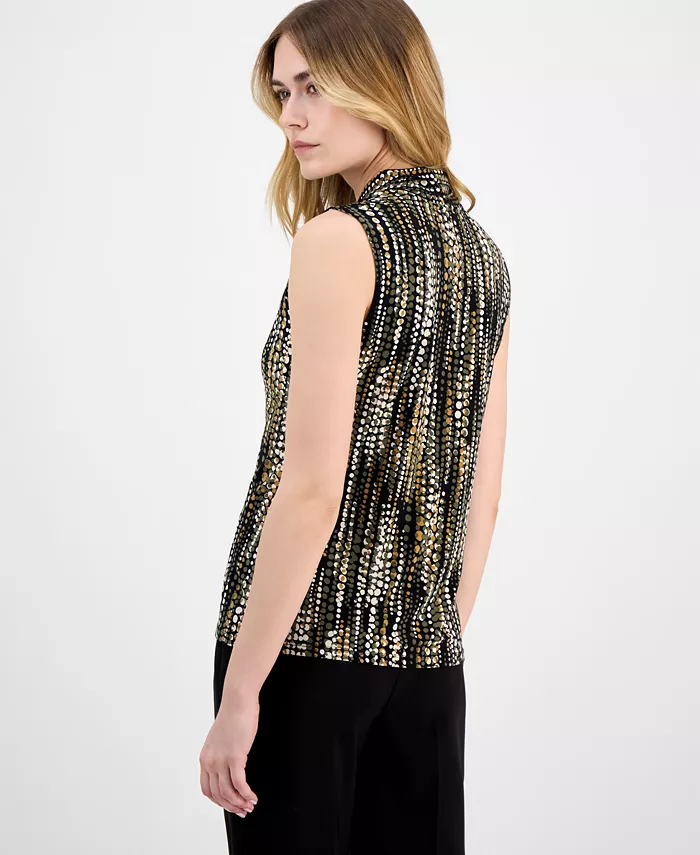 Alfani Anne Klein Women's Sleeveless Pleated V-Neck Shell Top Women's Fashion Shoes & Accessories