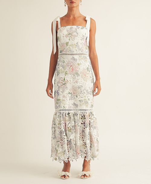 alfani AROSE STUDIO INC Women's Madison Floral-Lace Midi Dress Women's Fashion Shoes & Accessories