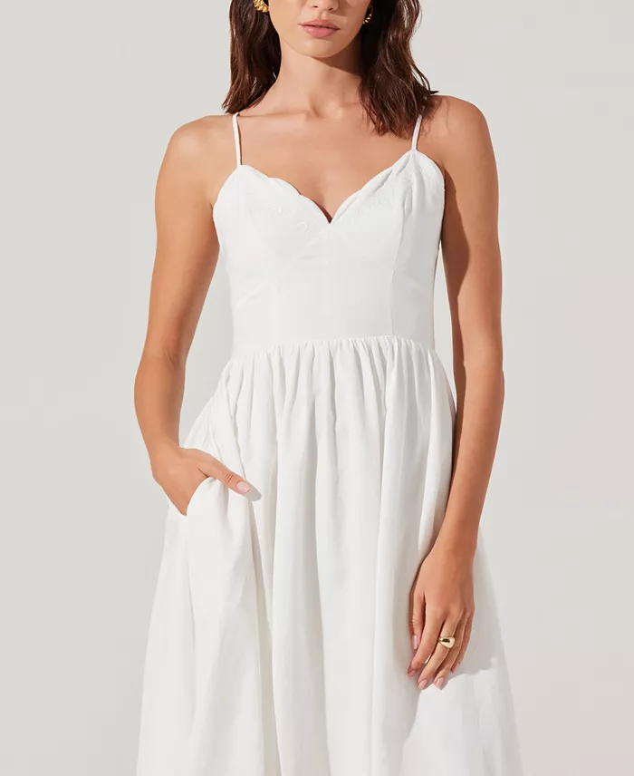 Alfani ASTR The Label Women's Kaidi Embroidered Midi Dress Women's Fashion Shoes & Accessories