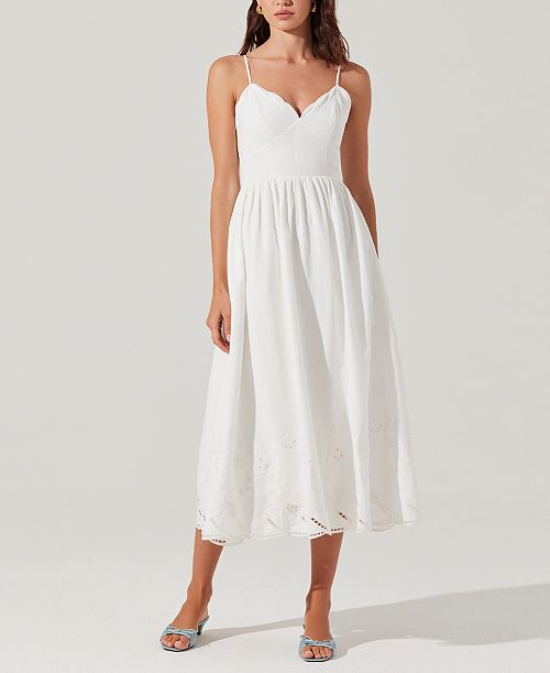 alfani ASTR the Label Women's Kaidi Embroidered Midi Dress Women's Fashion Shoes & Accessories