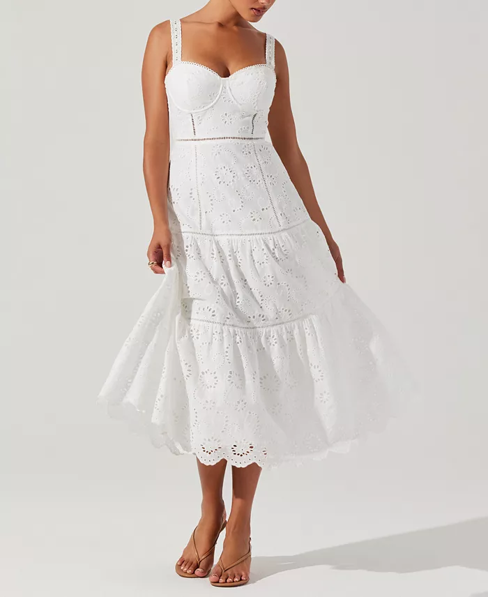 Alfani ASTR The Label Women's Pellagia Lace-Trim Midi Dress Women's Fashion Shoes & Accessories