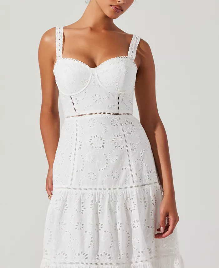 Alfani ASTR The Label Women's Pellagia Lace-Trim Midi Dress Women's Fashion Shoes & Accessories