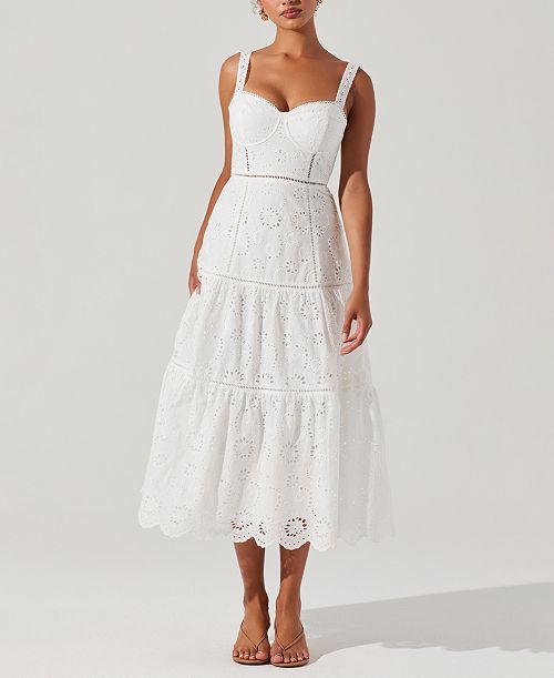 alfani ASTR the Label Women's Pellagia Lace-Trim Midi Dress Women's Fashion Shoes & Accessories