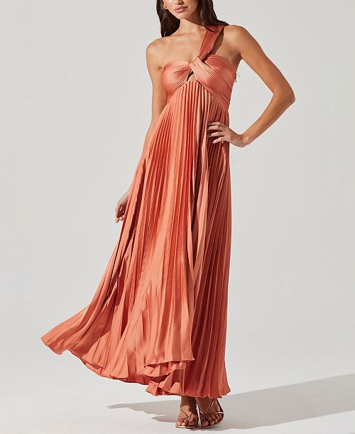 alfani ASTR the Label Women's Rasya One-Shoulder Pleated Dress Women's Fashion Shoes & Accessories
