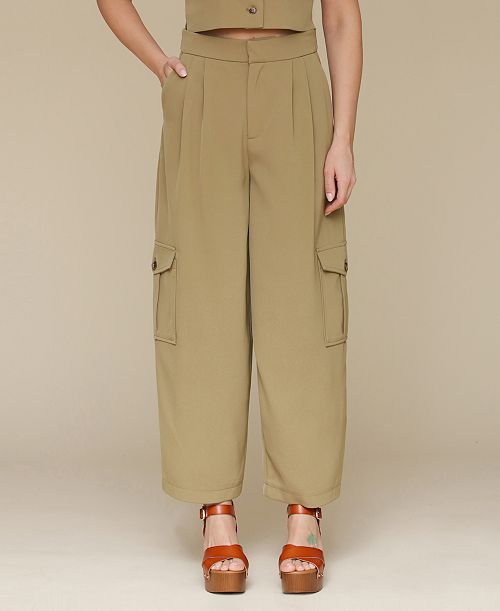 alfani Avec Les Filles Women's Barrel-Leg Cargo Pants Women's Fashion Shoes & Accessories