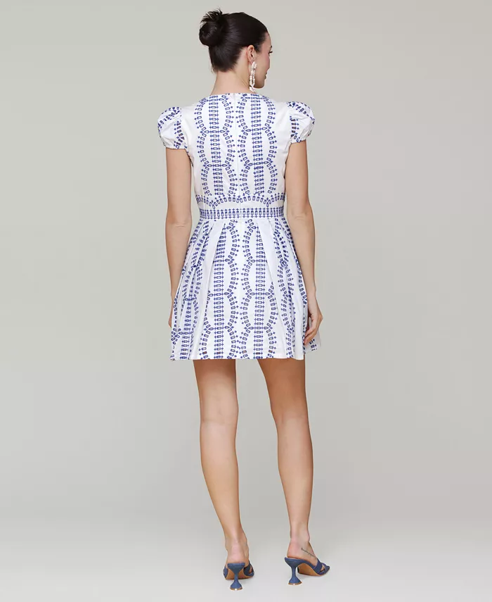 Alfani Avec Les Filles Women's Cotton Eyelet Fit & Flare Dress Women's Fashion Shoes & Accessories