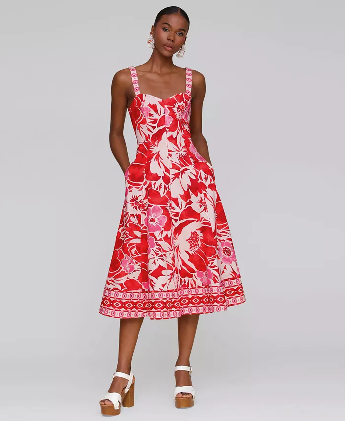 Alfani Avec Les Filles Women's Fit & Flare Floral-Print Midi Dress Women's Fashion Shoes & Accessories