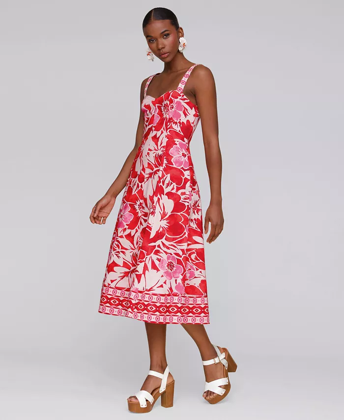 Alfani Avec Les Filles Women's Fit & Flare Floral-Print Midi Dress Women's Fashion Shoes & Accessories