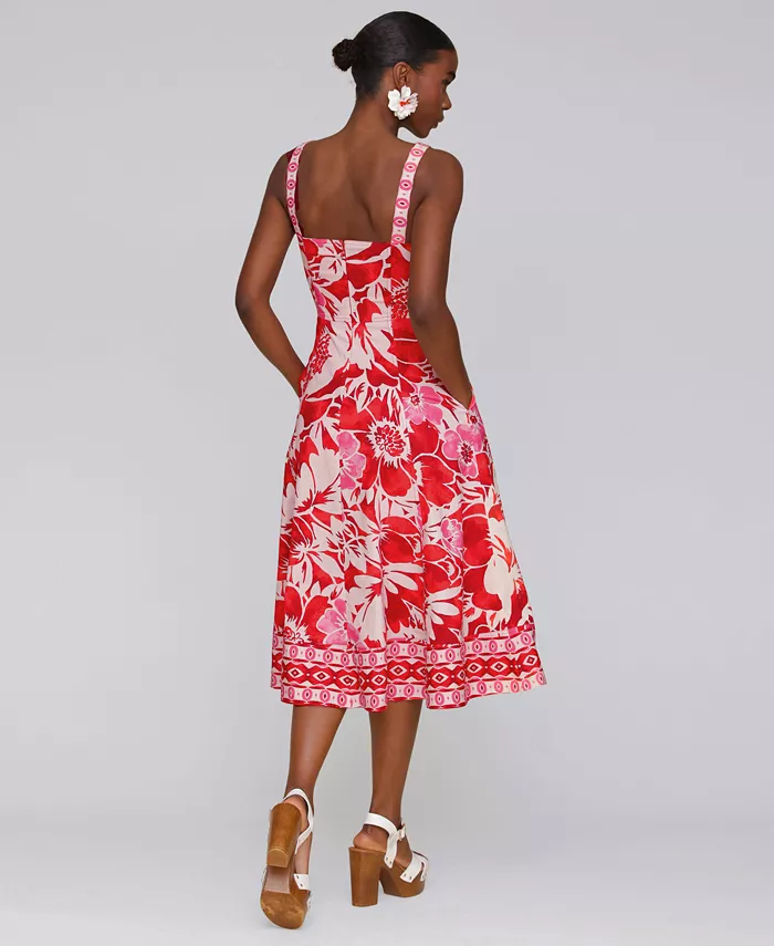 Alfani Avec Les Filles Women's Fit & Flare Floral-Print Midi Dress Women's Fashion Shoes & Accessories