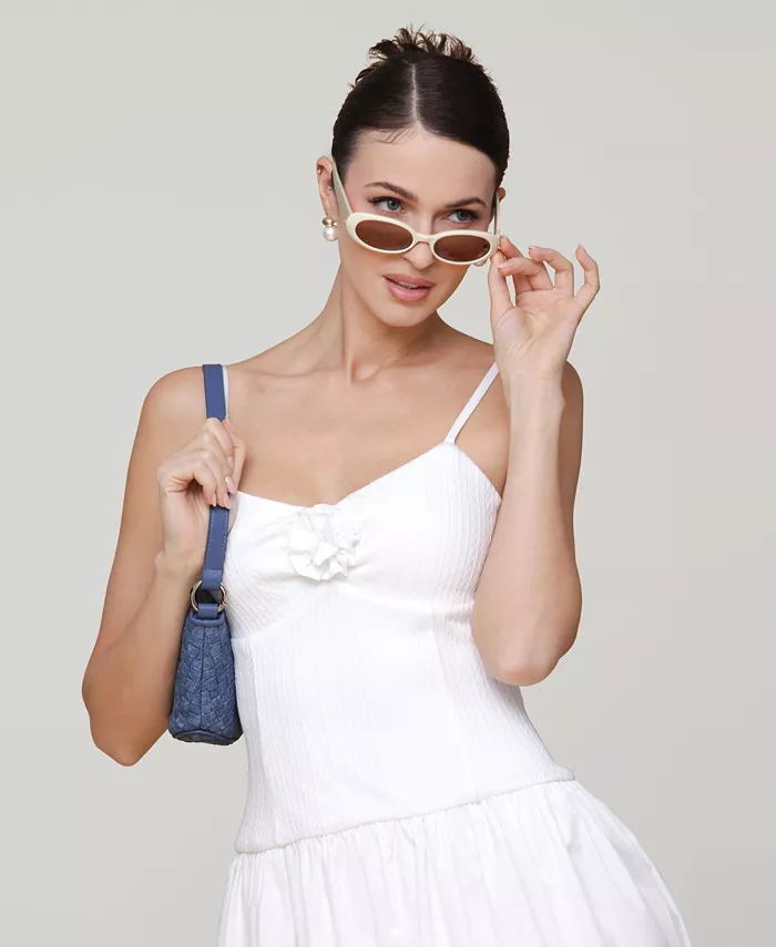Alfani Avec Les Filles Women's Rosette-Trim Drop-Waist Midi Dress Women's Fashion Shoes & Accessories