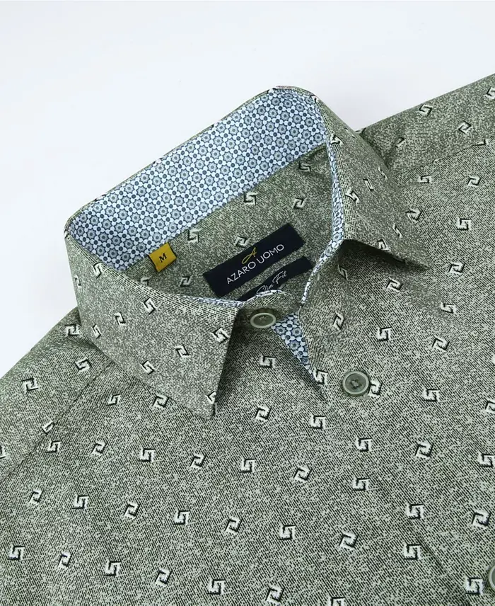 Alfani Azaro Uomo Men's Slim Fit Business Nautical Button Down Dress Shirt Men's Fashion & Accessories