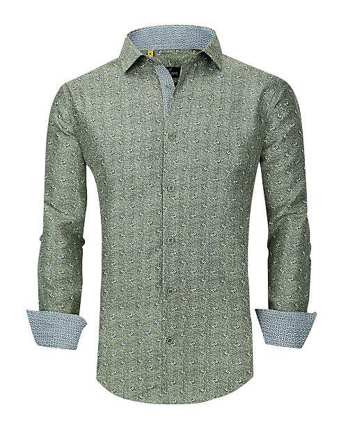alfani Azaro Uomo Men's Slim Fit Business Nautical Button Down Dress Shirt Men's Fashion & Accessories