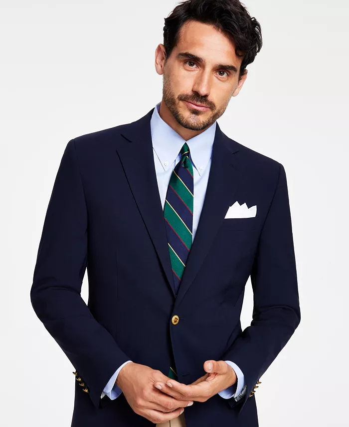 Alfani B By Brooks Brothers Men's Classic-Fit Navy Stretch Wool Blend Blazer Men's Fashion & Accessories