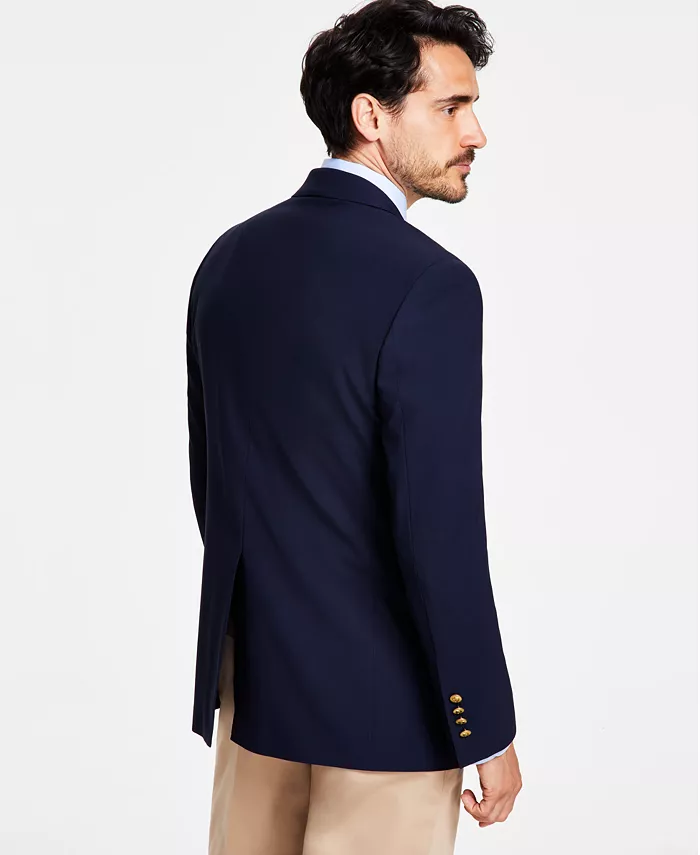 Alfani B By Brooks Brothers Men's Classic-Fit Navy Stretch Wool Blend Blazer Men's Fashion & Accessories