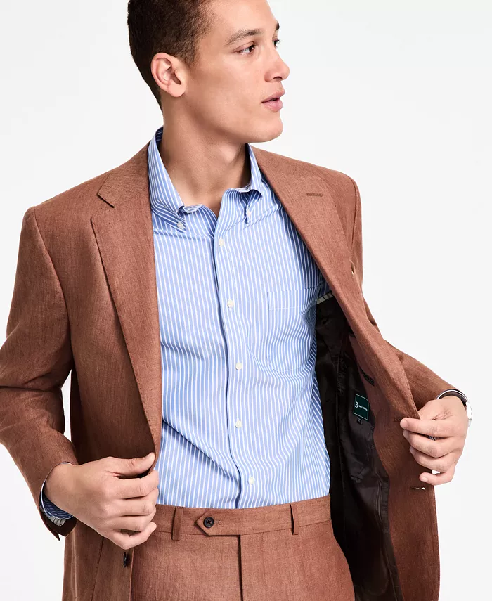 Alfani B By Brooks Brothers Men's Linen Classic-Fit Suit Separates Jacket Men's Fashion & Accessories