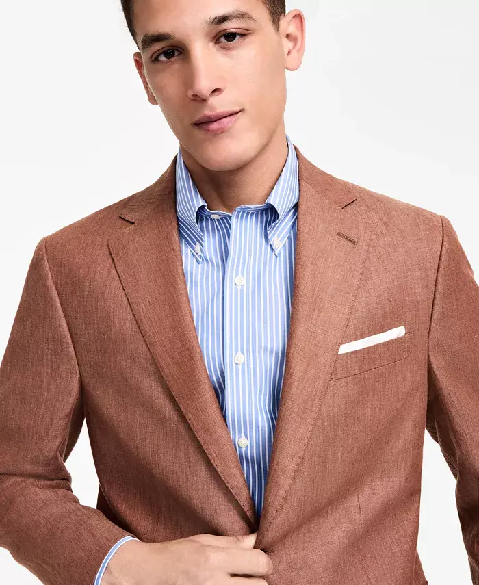 Alfani B By Brooks Brothers Men's Linen Classic-Fit Suit Separates Jacket Men's Fashion & Accessories