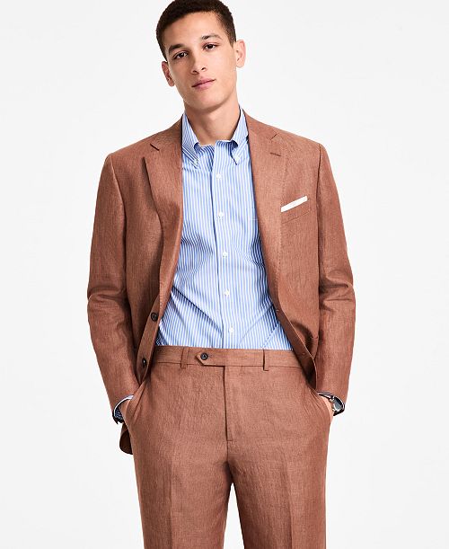 alfani B By Brooks Brothers Men's Linen Classic-Fit Suit Separates Jacket Men's Fashion & Accessories