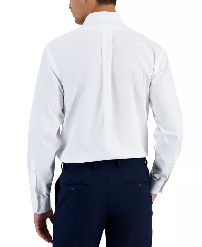 Alfani B By Brooks Brothers Men’s Regular Fit Non-Iron Spread Collar Solid Pinpoint Dress Shirt Men's Fashion & Accessories