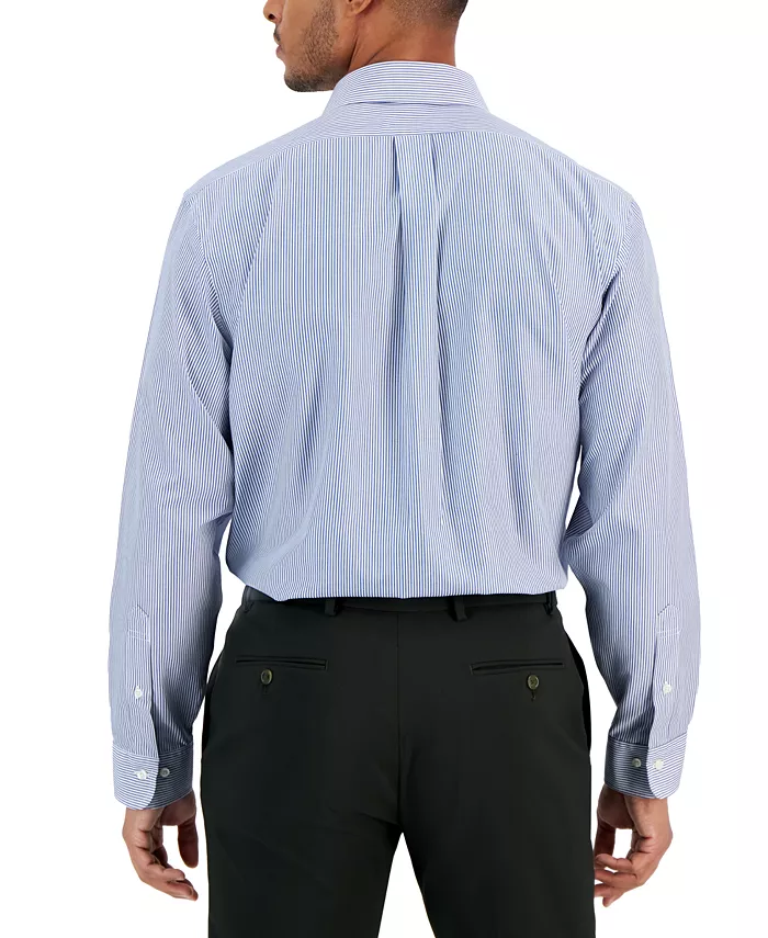 Alfani B By Brooks Brothers Men's Regular Fit Non-Iron Spread Collar Bengal Stripe Broadcloth Dress Shirt Men's Fashion & Accessories