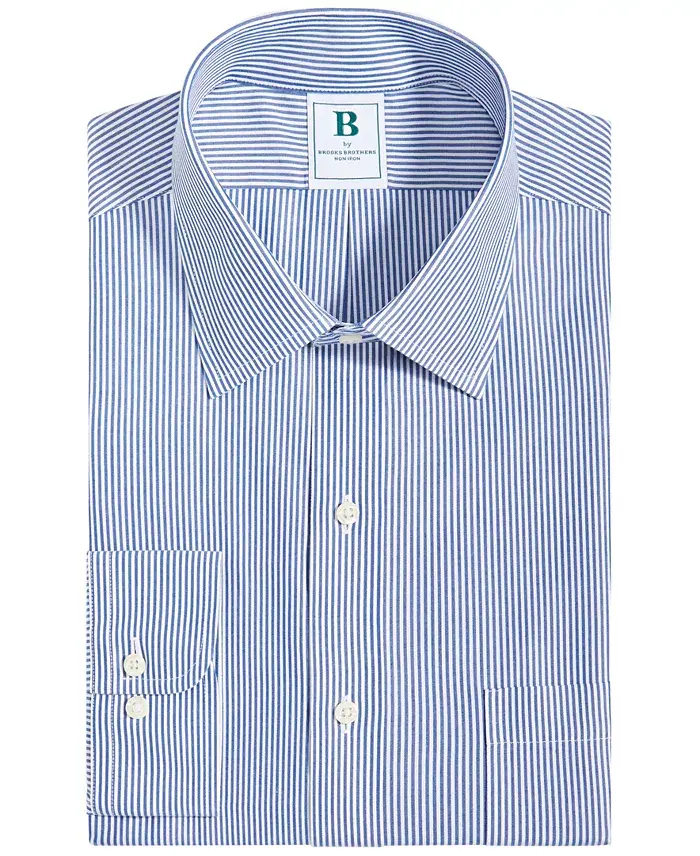 Alfani B By Brooks Brothers Men's Regular Fit Non-Iron Spread Collar Bengal Stripe Broadcloth Dress Shirt Men's Fashion & Accessories