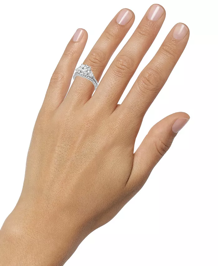 Alfani Badgley Mischka Certified Lab Grown Diamond Round Three Stone Bridal Set (4-1/4 Ct. T.w.) In 14k Gold Jewelry & Watches