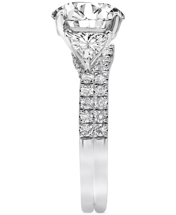 Alfani Badgley Mischka Certified Lab Grown Diamond Round Three Stone Bridal Set (4-1/4 Ct. T.w.) In 14k Gold Jewelry & Watches