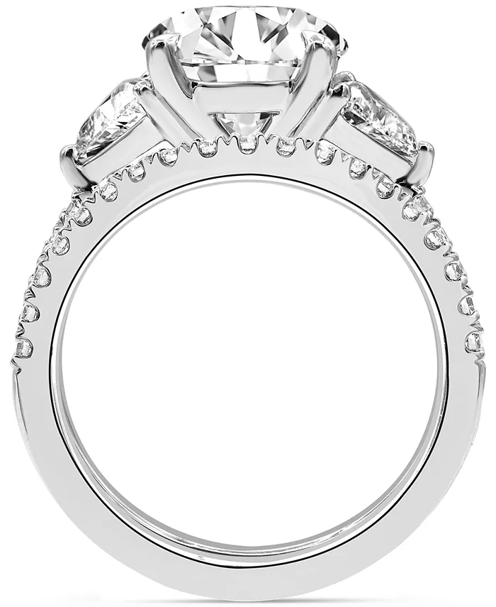 Alfani Badgley Mischka Certified Lab Grown Diamond Round Three Stone Bridal Set (4-1/4 Ct. T.w.) In 14k Gold Jewelry & Watches