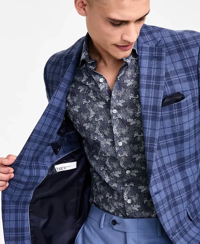 Alfani Bar III Men's Slim-Fit Plaid Sport Coat Created For Macy's Men's Fashion & Accessories