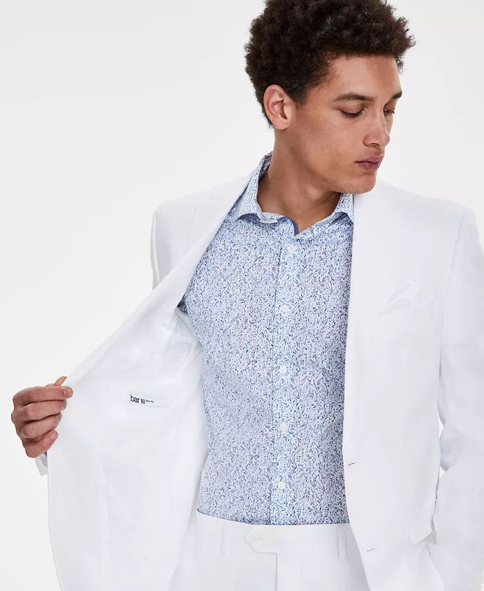Alfani Bar III Men's Slim-Fit White 100% Linen Suit Jacket Created For Macy's Men's Fashion & Accessories