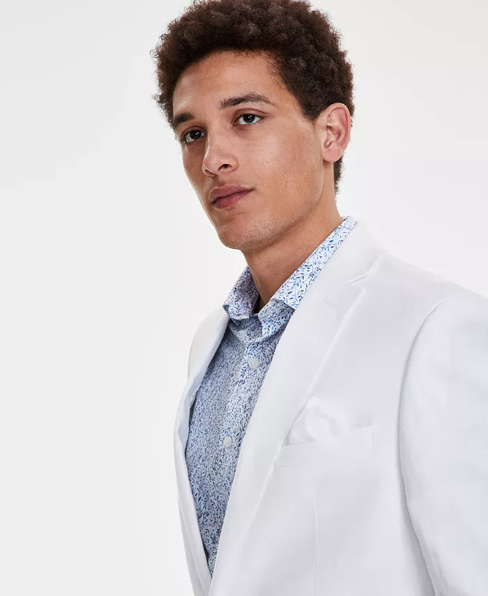 Alfani Bar III Men's Slim-Fit White 100% Linen Suit Jacket Created For Macy's Men's Fashion & Accessories