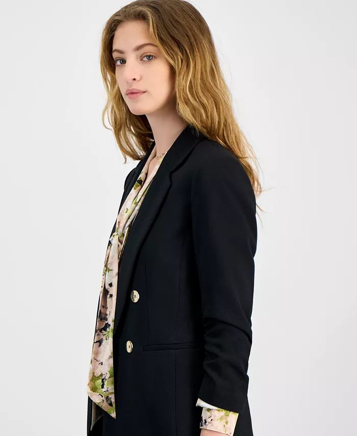Alfani Bar III Women's Faux Double-Breasted Scrunch-Sleeve Blazer Exclusively At Macy's Women's Fashion Shoes & Accessories