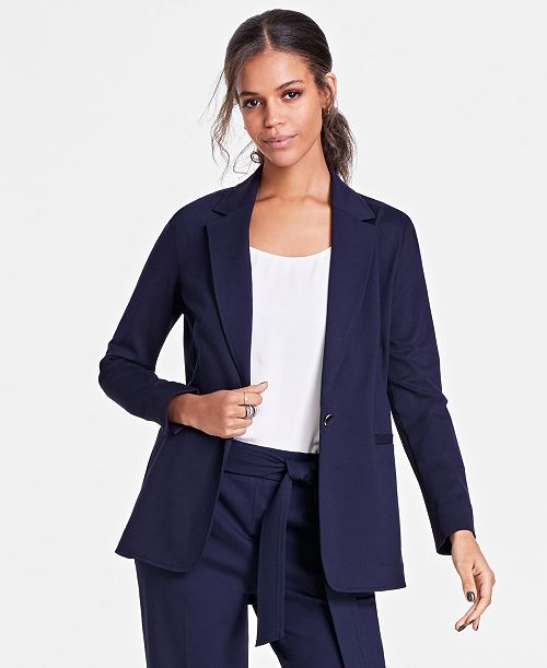 alfani Bar III Women's Notch-Collar Single Button Blazer Created for Macy's Women's Fashion Shoes & Accessories