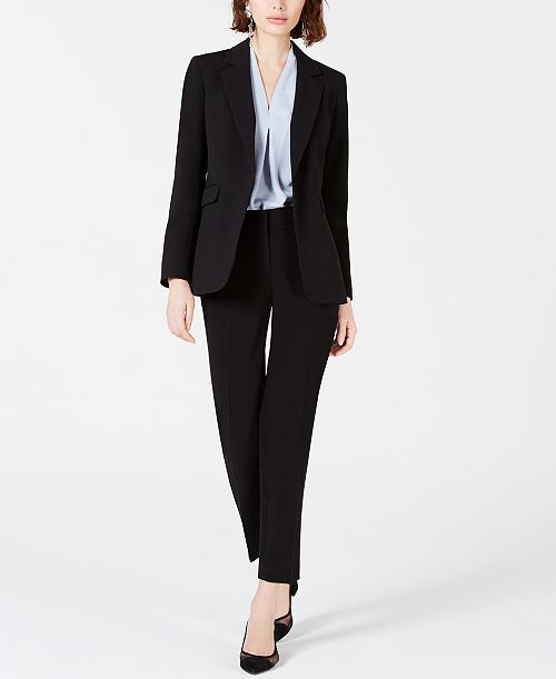 alfani Bar III Women's One-Button Jacket Straight-Leg Pants & Blouse Created for Macy's Women's Fashion Shoes & Accessories