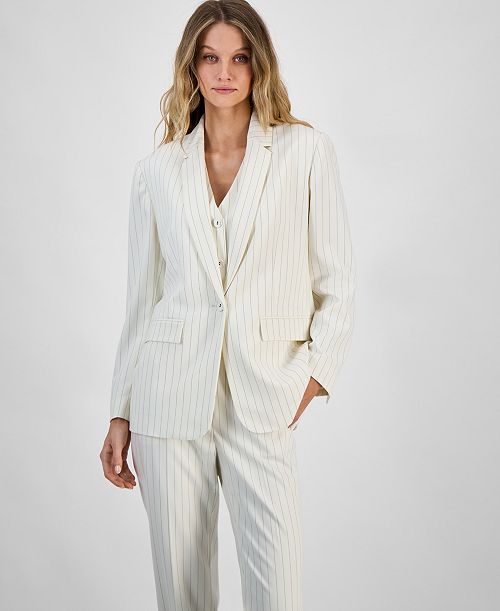 alfani Bar III Women's Pinstriped Jacket Exclusively at Macy's Women's Fashion Shoes & Accessories