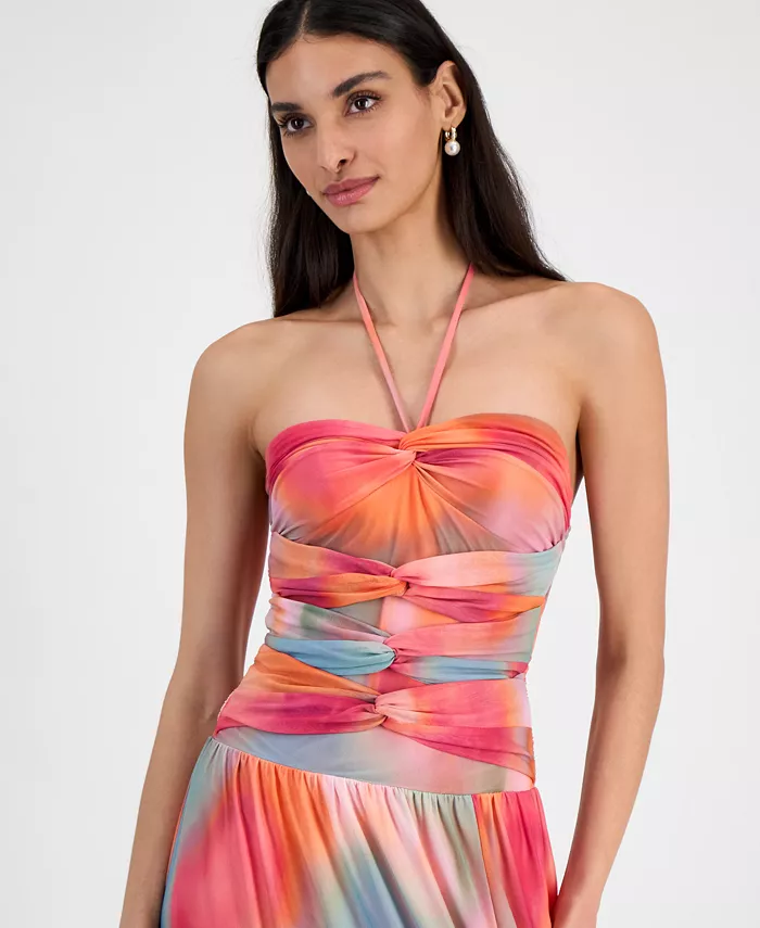 Alfani Bar III Women's Printed Halter Bandeau Maxi Dress Exclusively At Macy's Women's Fashion Shoes & Accessories
