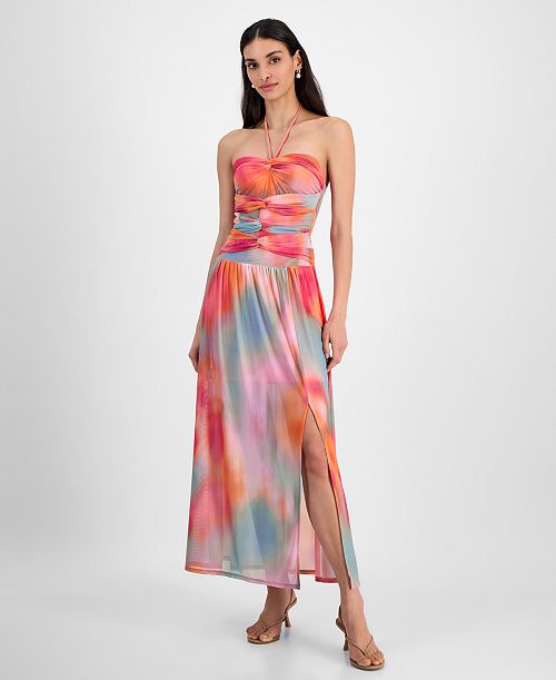 alfani Bar III Women's Printed Halter Bandeau Maxi Dress Exclusively at Macy's Women's Fashion Shoes & Accessories