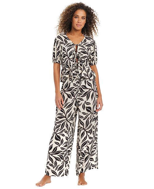 alfani Bar III Women's Resort Daze Cover-Up Tie-Front Top & Drawstring Pants Exclusively at Macy’s Women's Fashion Shoes & Accessories