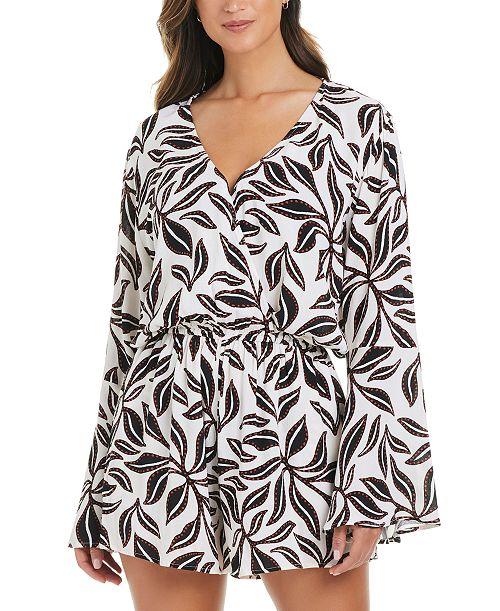 alfani Bar III Women's Resort Daze Printed Bell-Sleeve Romper Exclusively at Macy's Women's Fashion Shoes & Accessories