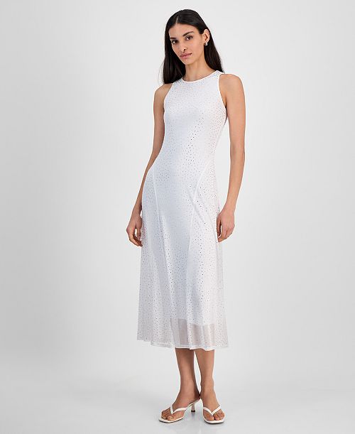 alfani Bar III Women's Rhinestone Mesh Midi Dress Exclusively at Macy's Women's Fashion Shoes & Accessories